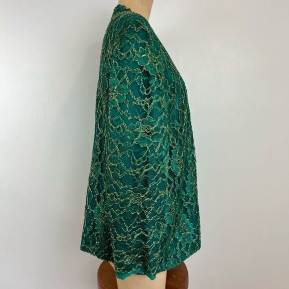 Vintage Women’s XL Green Embellished Jacket Coat Blazer Christmas Holiday NYE - Picture 10 of 15